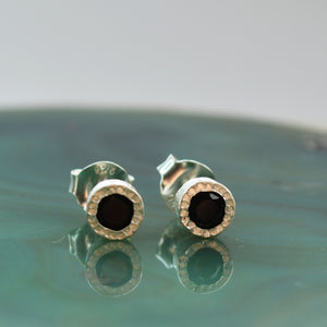 Black Spinel Sterling Silver Stud Earrings