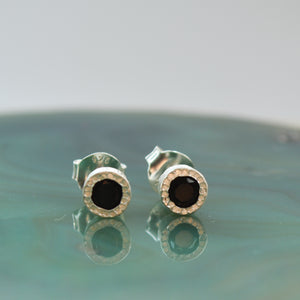 Black Spinel Sterling Silver Stud Earrings