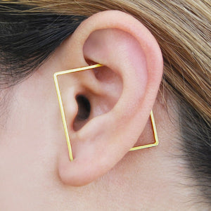 Square Gold Minimalist Ear Cuffs Earrings