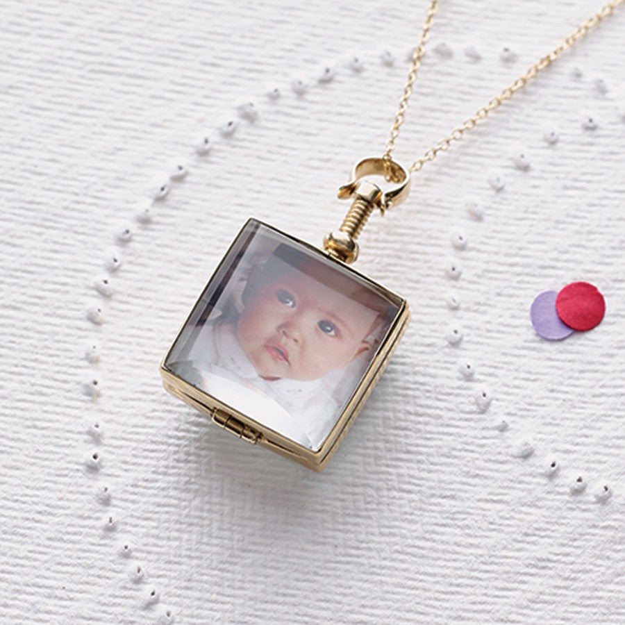Square Sterling Silver Photo Locket