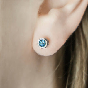 Blue Topaz November Birthstone Sterling Silver Stud Earrings