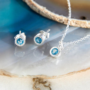 Blue Topaz November Birthstone Sterling Silver Jewellery Set