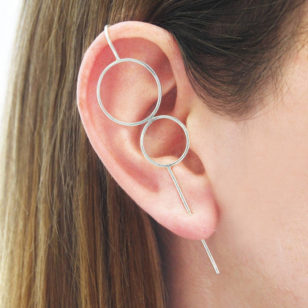 Sterling Silver Double Circle Ear Climbers 