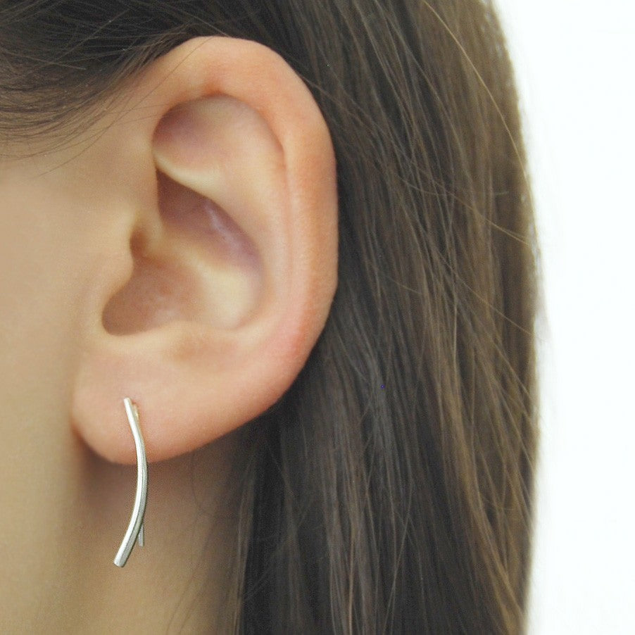 Sterling Silver Curved Bar Ear Cuffs