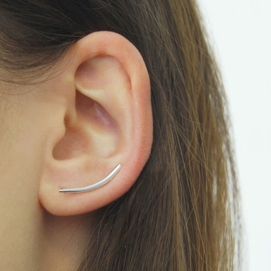 Sterling Silver Curved Bar Ear Cuffs