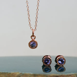 Tanzanite Rose Gold December Birthstone Jewellery Set