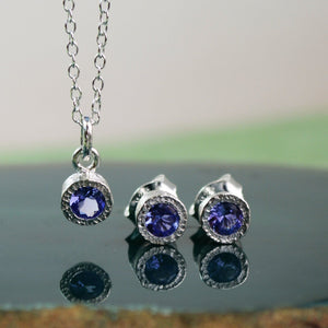 Tanzanite Sterling Silver December Birthstone Jewellery Set