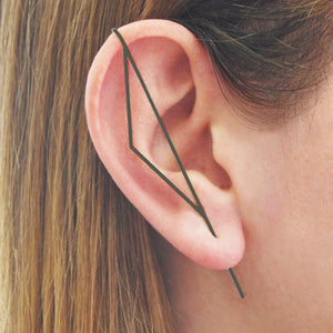 Oxidised Silver Triangle Ear Climbers