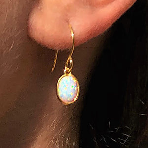 Welo Opal Rose Gold plated Silver October Birthstone Drop Earrings