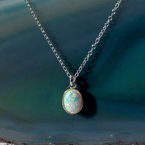 Welo Opal Sterling Silver October Birthstone Pendant Necklace