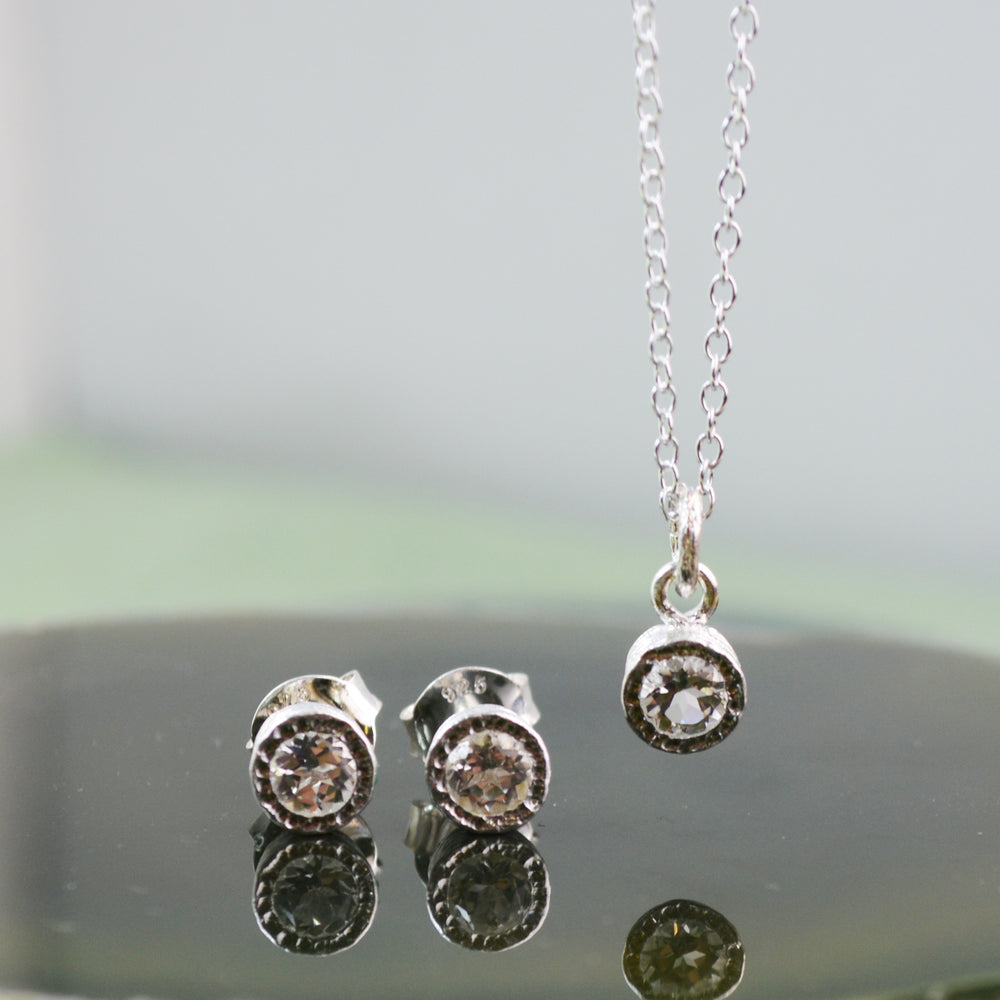 White Topaz Silver November Birthstone Necklace