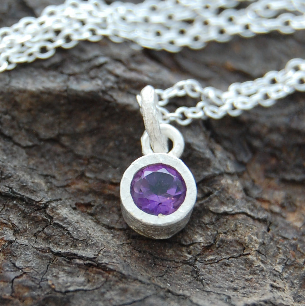 Amethyst February Birthstone Sterling Silver Pendant Necklace