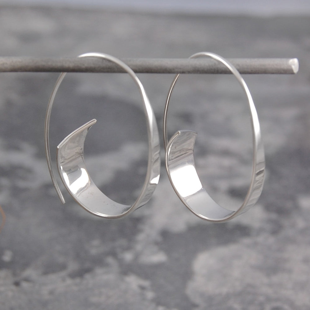 Curled Ribbon Gold Drop Hoop Earrings - Otis Jaxon Silver Jewellery