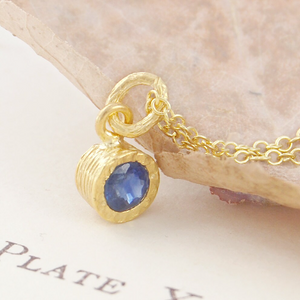 Sapphire September Birthstone Gold plated Silver Necklace