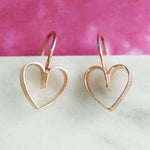 Lace Heart Rose Gold Drop Earrings