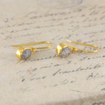 Rough Diamond April Birthstone 18kt Gold Plated Sterling Silver Drop Earrings