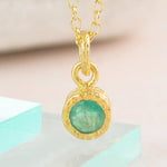 Green Emerald May Birthstone Gold plated Silver Necklace