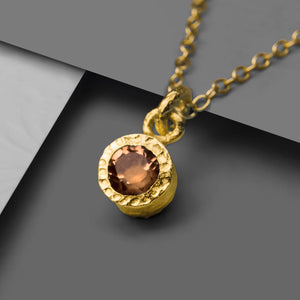 Smoked Quartz 18kt Gold plated Silver Pedant Necklace