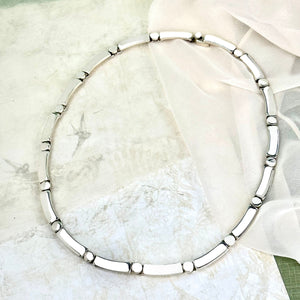 
            
                Load image into Gallery viewer, Chunky Sterling Silver Dot and Dash Choker Necklace for Women
            
        
