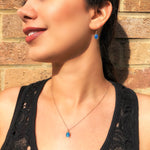 Black Opal Rose Gold October Birthstone Drop Earrings