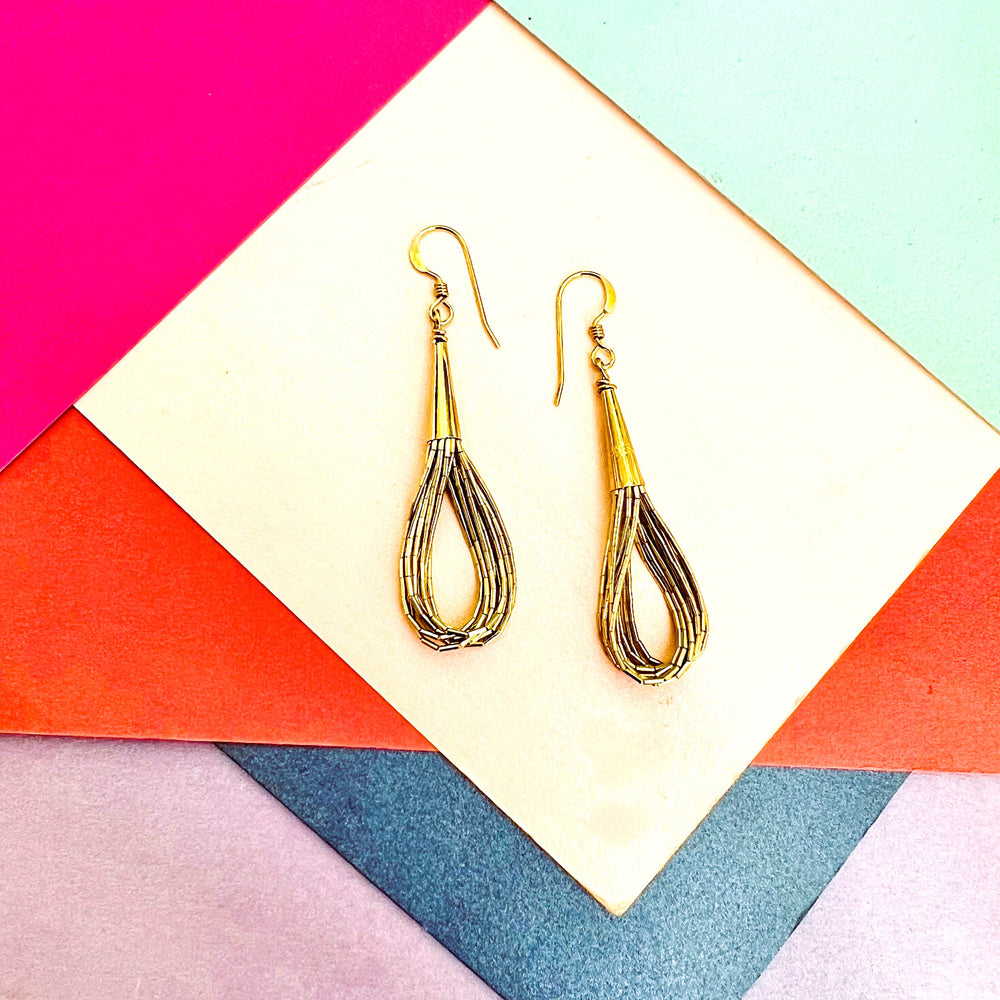 Gold Liquid Multi-strand Earrings - Otis Jaxon Jewellery