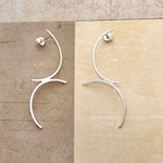 Unique Sterling Silver Long Dangle Stud Earrings