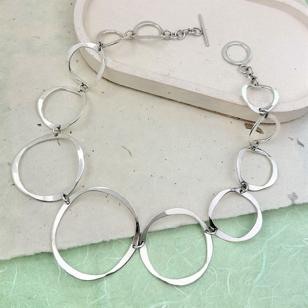 
            
                Load image into Gallery viewer, Circle Links Statement Sterling Silver Bracelet
            
        