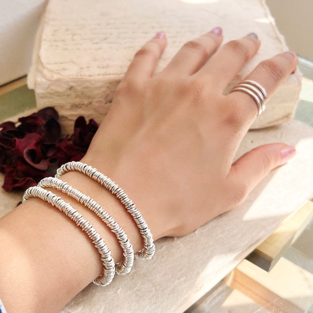 Chunky Sterling Silver Rings Bracelet