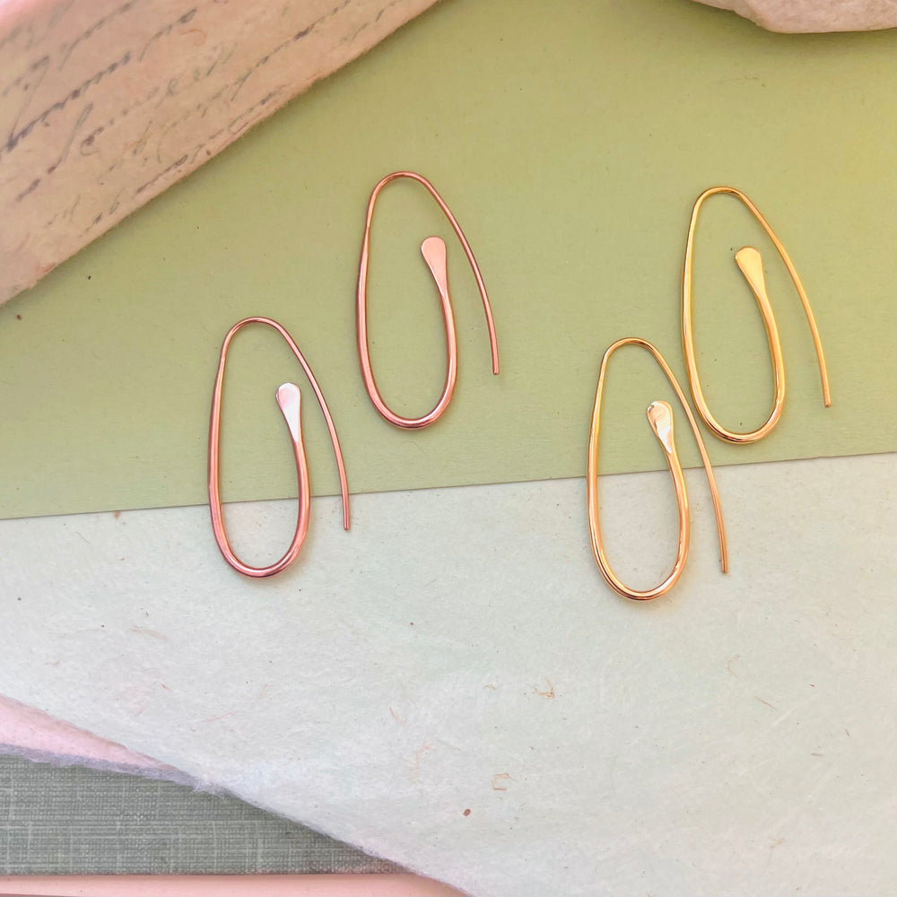 Paperclip Long Silver Drop Earrings