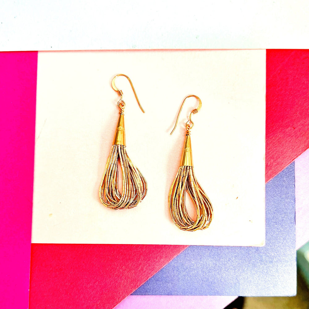 Gold Liquid Multi-strand Earrings - Otis Jaxon Jewellery