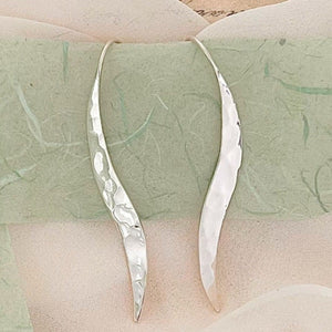 Sterling Silver Long Wave Hammered Earrings - Otis Jaxon Jewellery