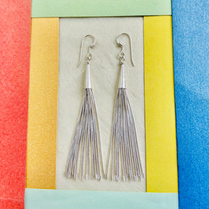 Gold Plated Sterling Silver Liquid Long Tassel Earrings