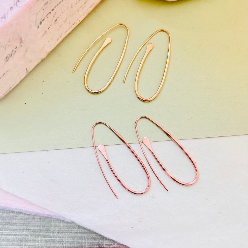 Paperclip Long Silver Drop Earrings