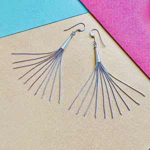 Gold Plated Sterling Silver Liquid Long Tassel Earrings