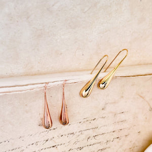 Gold and Rose Gold Molten Teardrop Sterling Silver Polished Earrings
