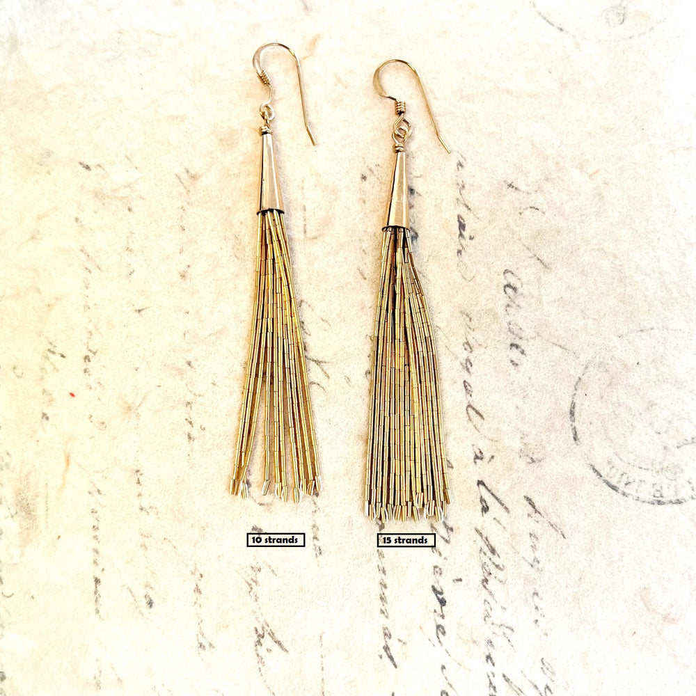 Gold Liquid Tassel Earrings - OTIS JAXON JEWELLERY