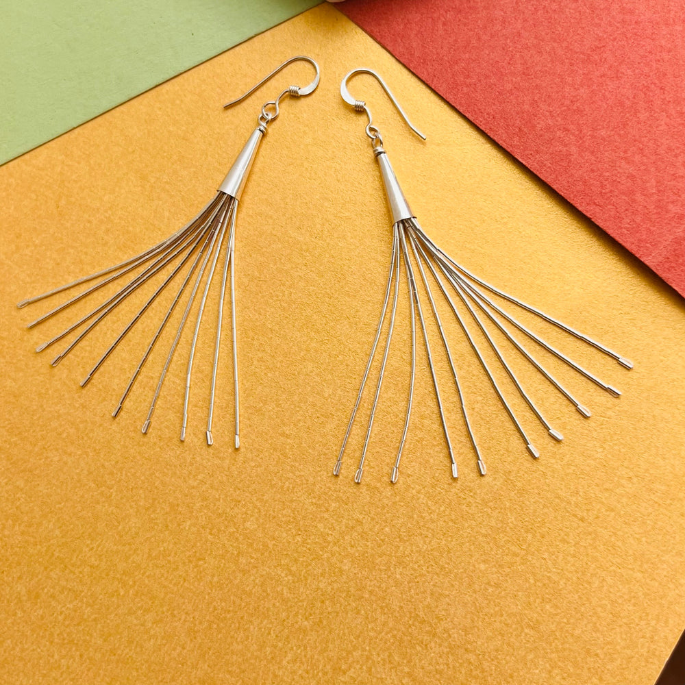 Gold Plated Sterling Silver Liquid Long Tassel Earrings