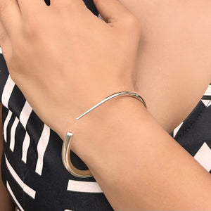 Tapered Sterling Silver Statement Bangle