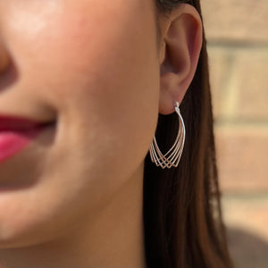 Multi Wire Overlapping Sterling Silver Hoop Earrings for Women
