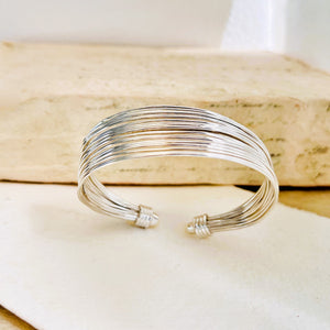 Chunky Sterling Silver Multi Strand Adjustable Wire Bangle