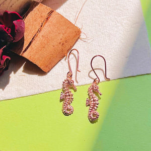 Seahorse 18kt Rose Gold Plated Sterling Silver Drop Earrings