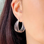 Multi-Hoop Abstract Sterling Silver Oval Hoop Earrings