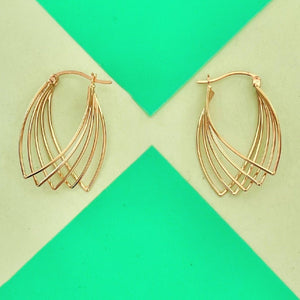 Gold Multi Wire Overlapping Sterling Silver Hoop Earrings