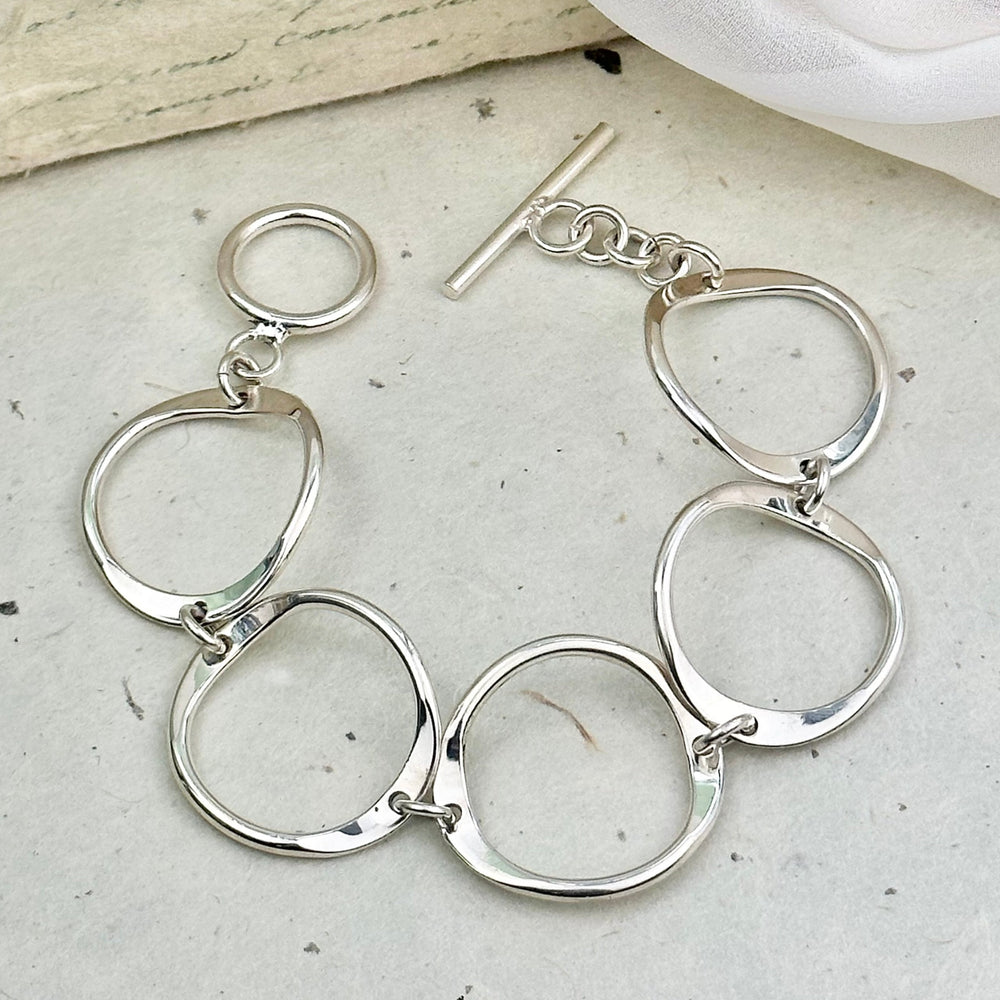 Circle Links Statement Sterling Silver Bracelet for Women
