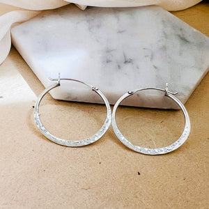 Silver Hammered Small Hoop Earrings - Otis Jaxon Silver Jewellery