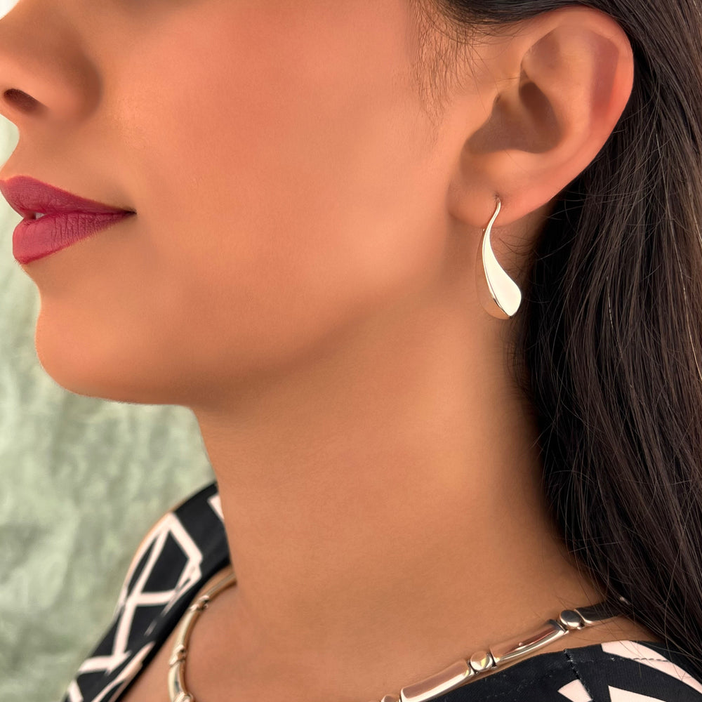 Angular Teardrop Sterling Silver Earrings