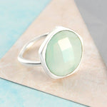 Aqua Chalcedony Sterling Silver Gemstone Ring