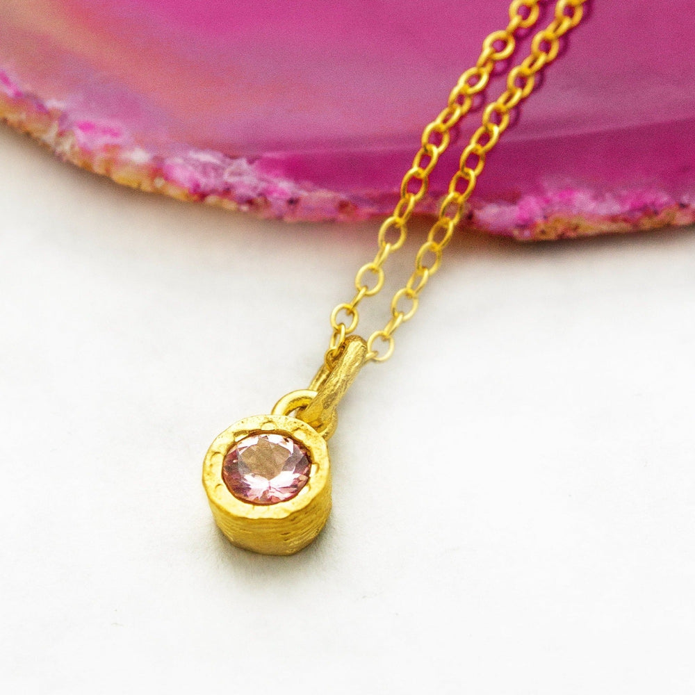 Tourmaline 19kt Gold plated Silver October Birthstone Pendant Necklace