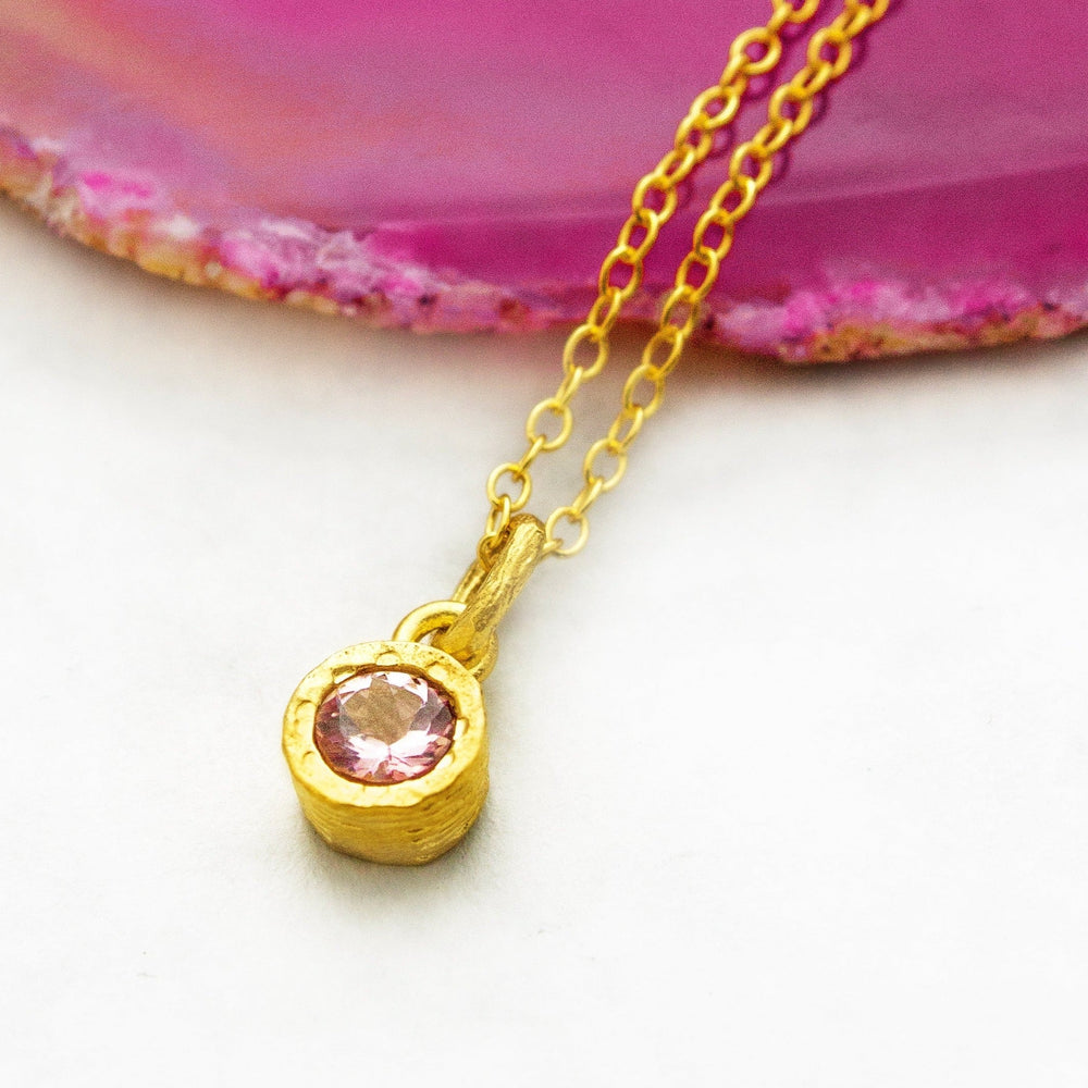 Tourmaline October Birthstone 18kt Gold plated Silver Necklace