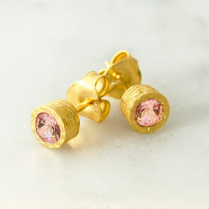 Tourmaline October Birthstone 18kt Gold plated Silver Stud Earrings